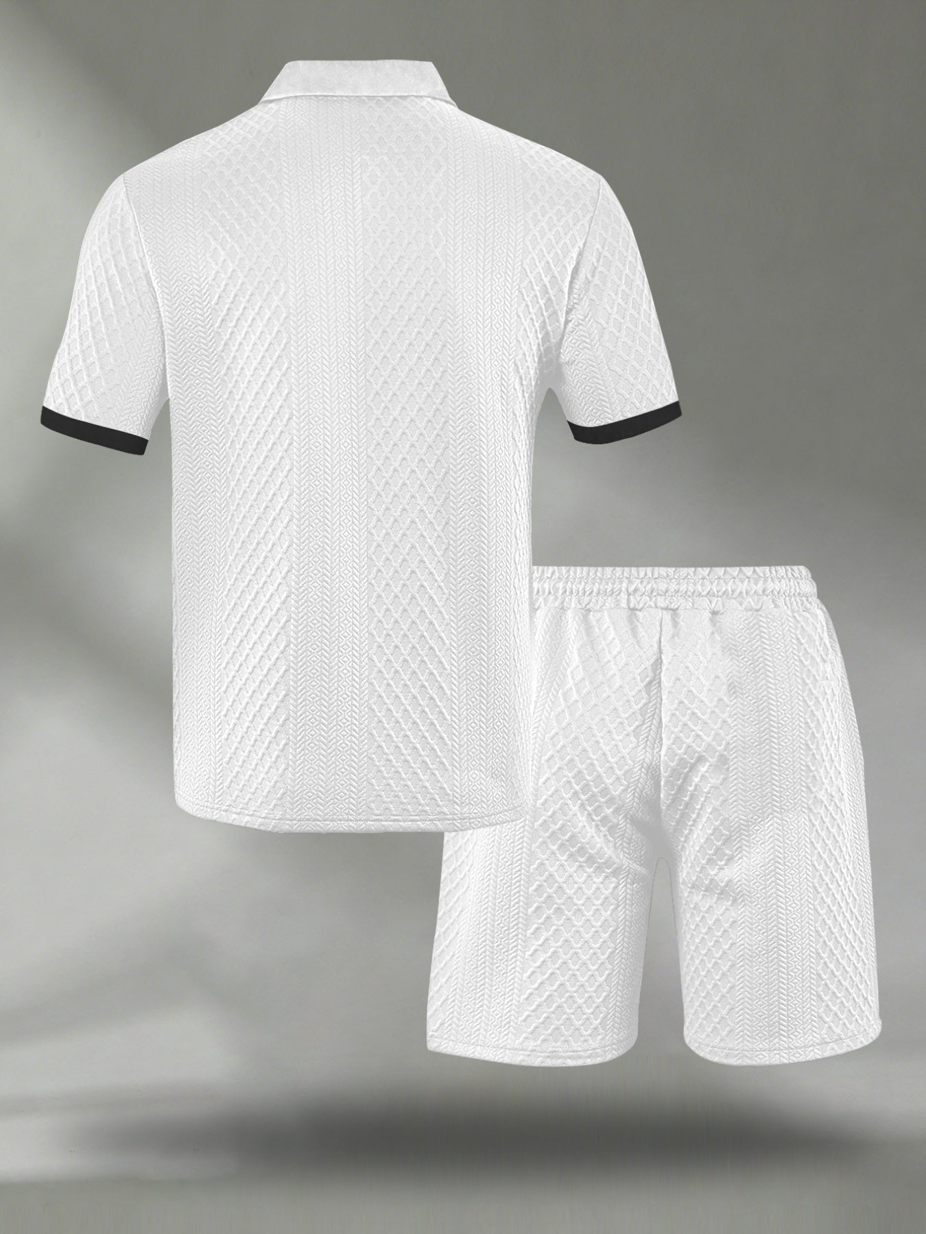 Men's Summer Casual Polo Shirt & Shorts Set with Geometric Print