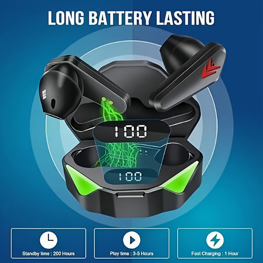 New Wireless Earbuds with LED Display Touch In-Ear TWS True Wireless Sports Music Gaming Headphones Compatible with Smart Devices, Suitable for Low Latency Games and Videos