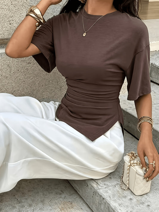 Women's Casual Slim Fit Asymmetric Hem T-Shirt - Summer Essential