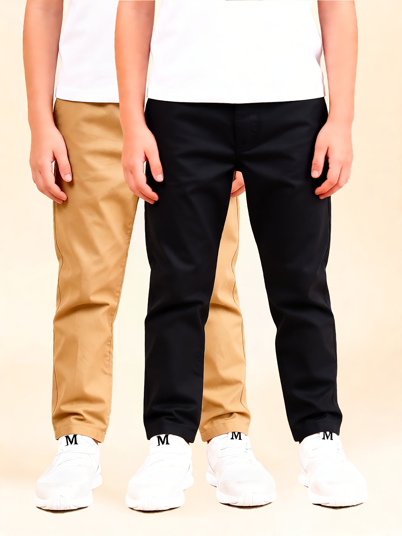 Boys' Cotton Jogger Pants Set with Cargo Pockets Casual Wear