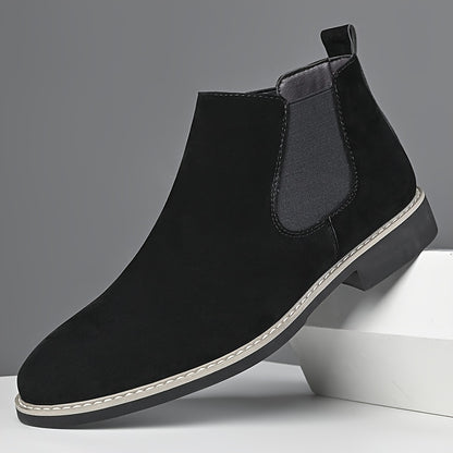 Men's Business Chelsea Boots Pointed Toe Slip-On Ankle Shoes