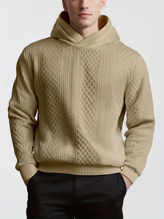 Men'S Jacquard Long-Sleeve Pullover Sweatshirt for Autumn And Winter, Casual Long-Sleeve Shirt for Men, Made from High-Weight Jacquard Fabric