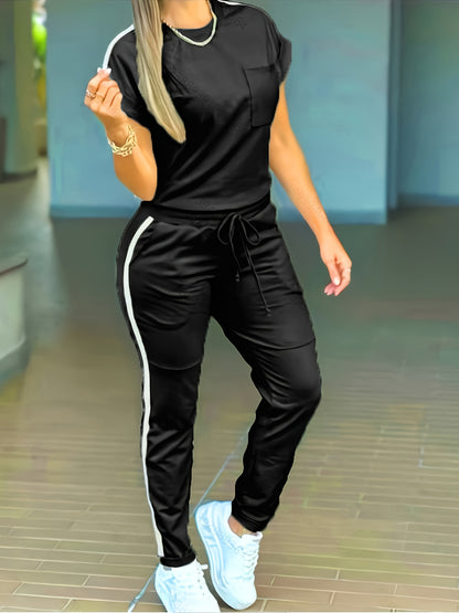 Women'S Casual Solid Color Patchwork Outfit for Spring And Summer