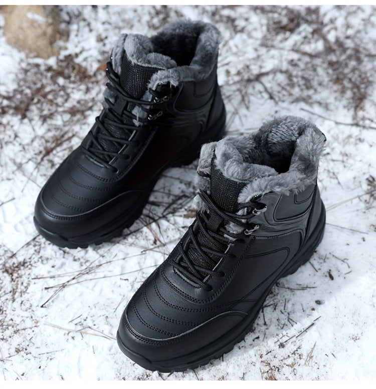 Men'S High-Top Snow Boots for Winter, Featuring Thickened Fleece for Warmth, Designed for Outdoor Activities with Slip-Resistant And Wear-Resistant Properties.