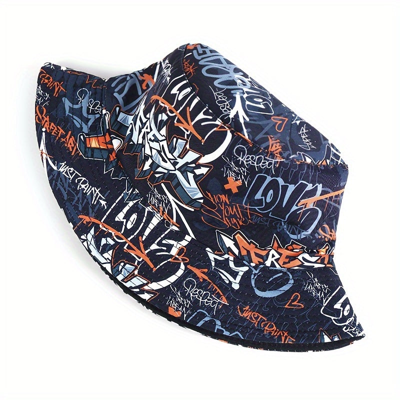 Letter Printed Bucket Hats For Men And Women - Outdoor Sun Protection Double-Sided Hats
