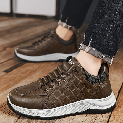 Men's Fashion Sneakers Low Top Casual Sports Shoes - All-Season Solid Color Outdoor Hiking Footwear with Lace Closure, PU Upper, Fabric Lining, PVC Sole, EVA Insole, Round Toe