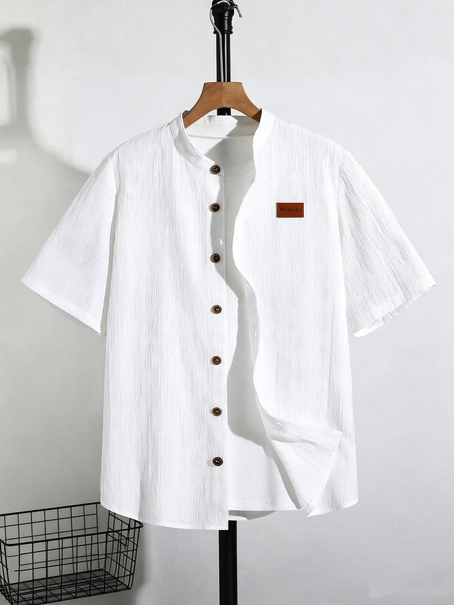 Teen Boys' Preppy Short Sleeve Solid Button Shirt for Summer