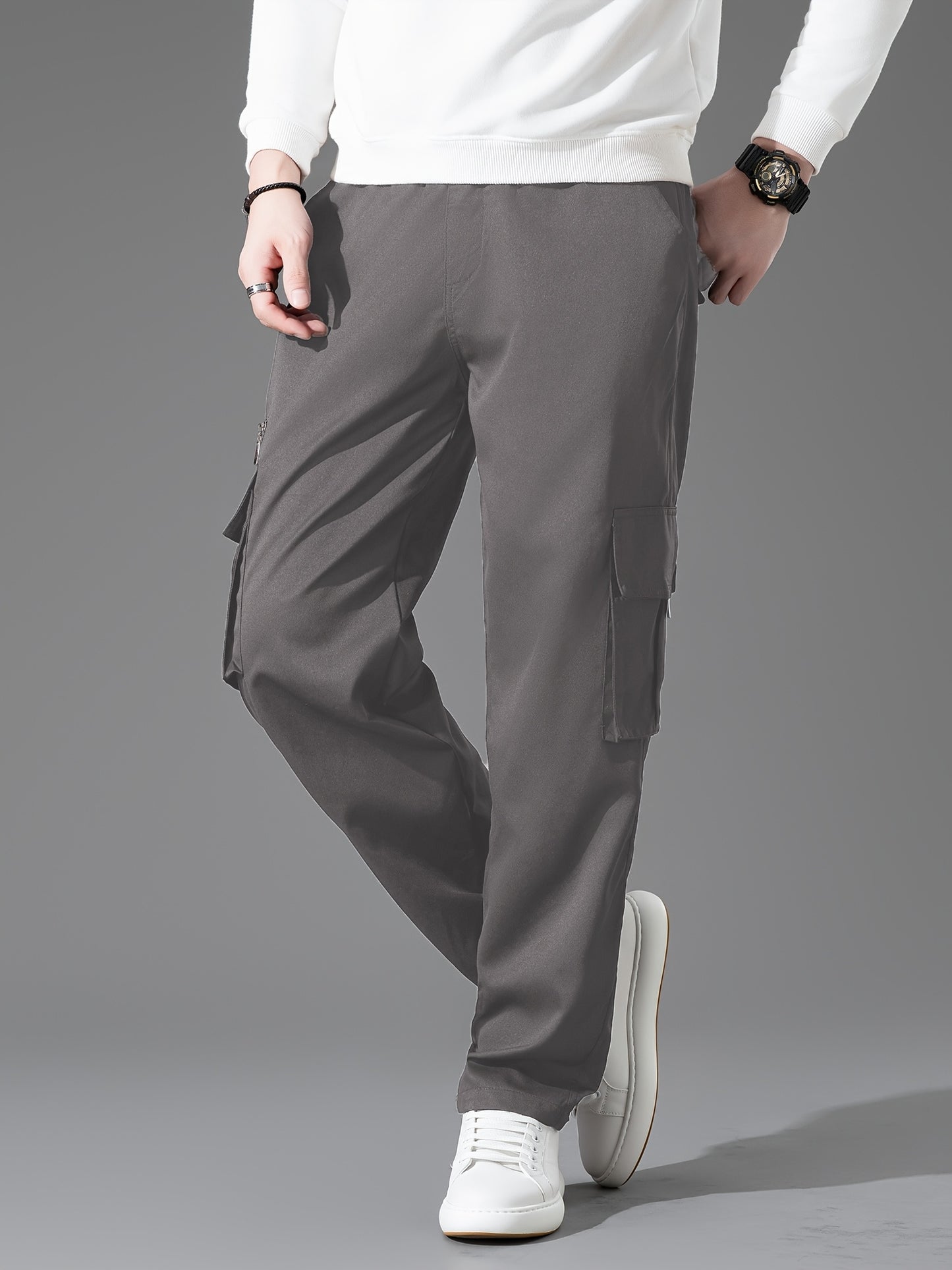 Men's Loose Fit Vintage Cargo Pants with Multiple Pockets