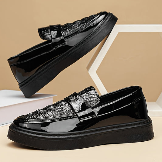 Men'S Black Business Casual Shoes, New Stylish Glossy British-Style Formal And Casual Footwear for Spring 2026 - ayq