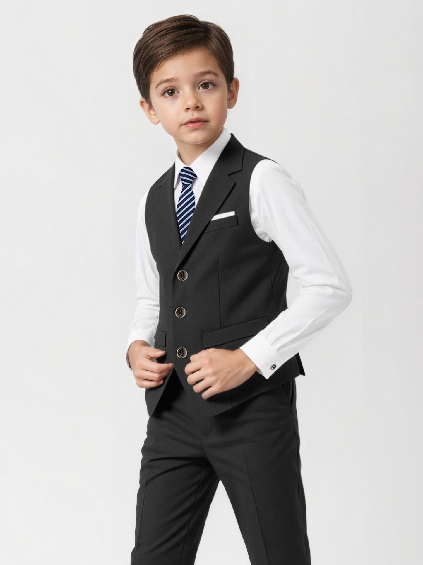 Boys' Casual Suit Vest, Pants & Tie Set for Formal Occasions