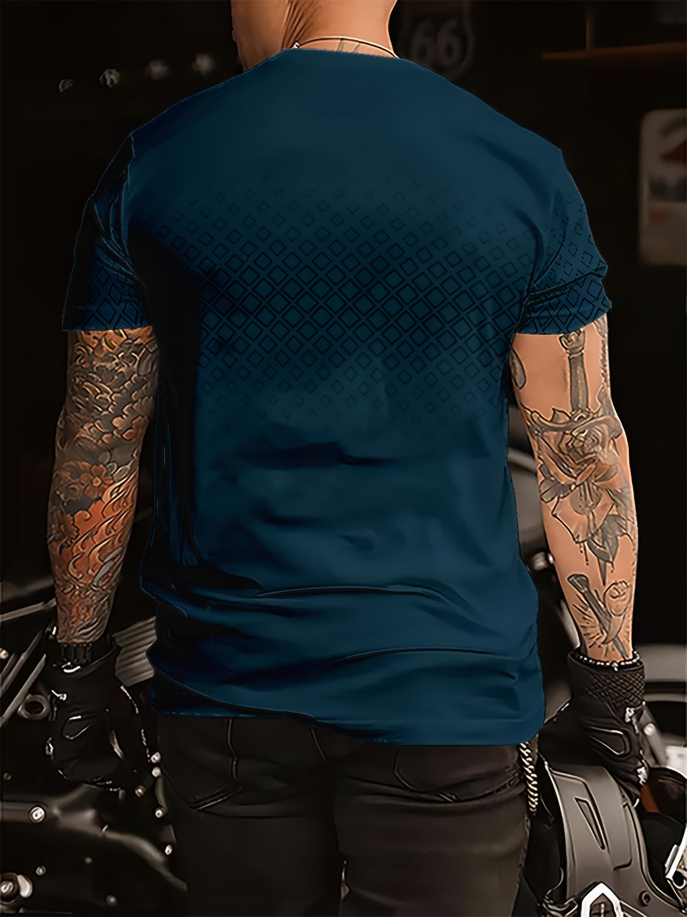 Men's Casual Crew Neck T-Shirt - 100% Polyester, All-Season Comfort