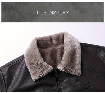 Siji Dou OBM Men's Coat, New Autumn/Winter Fleece-Lined Jacket with Faux Fur Collar, Trendy Casual Jacket for Men