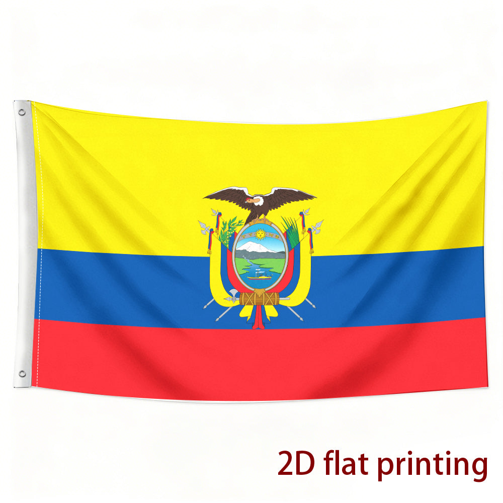 Ecuador Flag Polyester Hanging Decorative Fan Support Flag