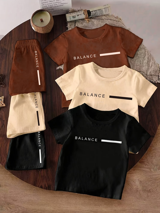 Baby Boys' Gradient Palm Leaf T-Shirt & Shorts Set for Summer
