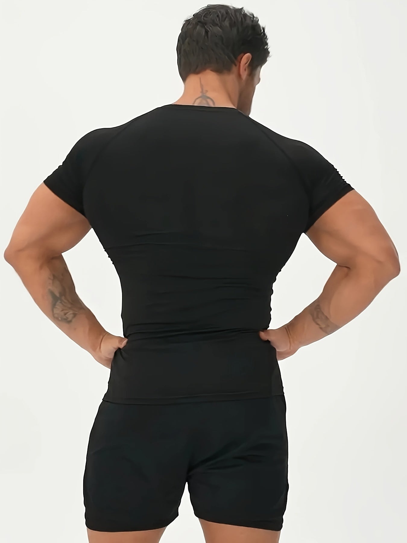 Men'S Quick-Dry Athletic Compression T-Shirt with Serpent Head Logo - Short Sleeve, High Stretch, Breathable Fabric for Running  Workout, Blue