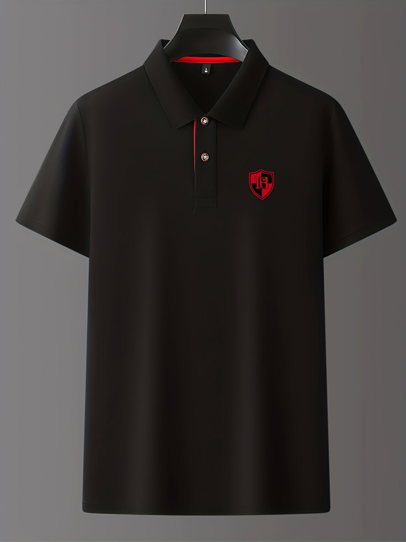 Men'S Fashion Short-Sleeve POLO Shirt | Contrast Rib-Knit Collar with 3D High-Frequency Print | Casual Style, Regular Fit, Summer Season - ayq