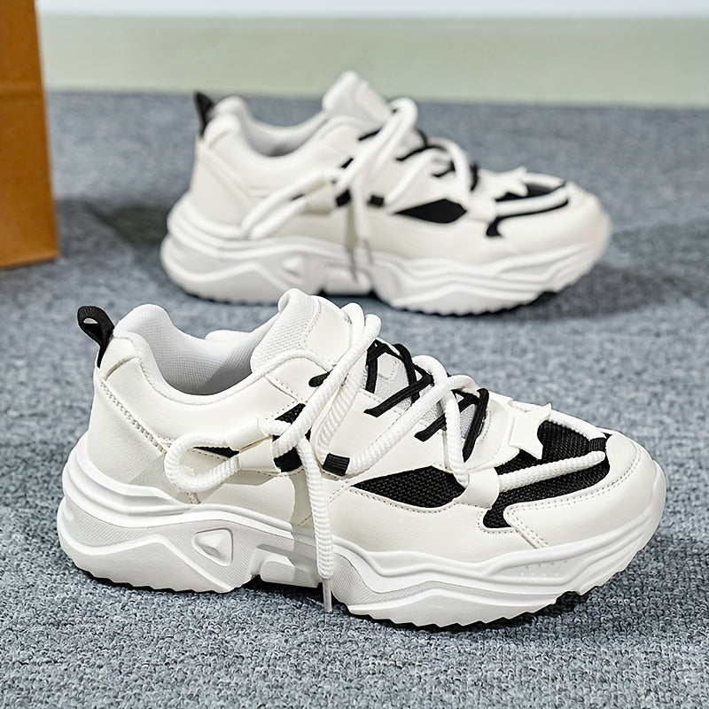 Men's Breathable Sneakers in White - Casual  Sporty Lace-Up Running Shoes with EVA Sole