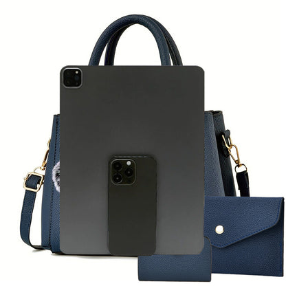 Women's Quilted PU Leather Crossbody Shoulder Bag - Black