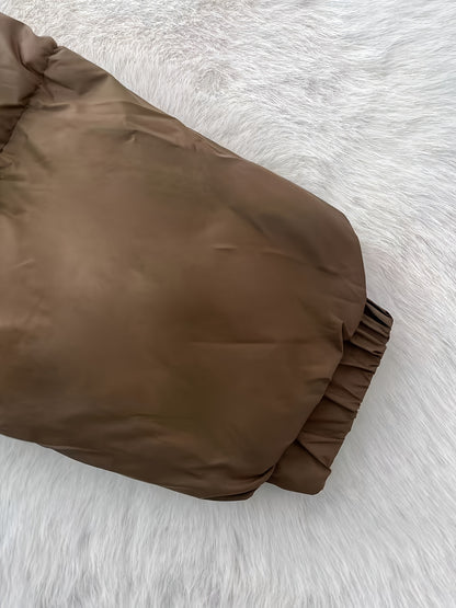 Women'S Stylish Winter Zip-Up Hooded Jacket - Casual Thickened Outerwear with Pockets, Long Sleeve, Non-Stretch Fabric, Solid Color, 100g/m², Perfect for Cold Weather, Winter Clothes