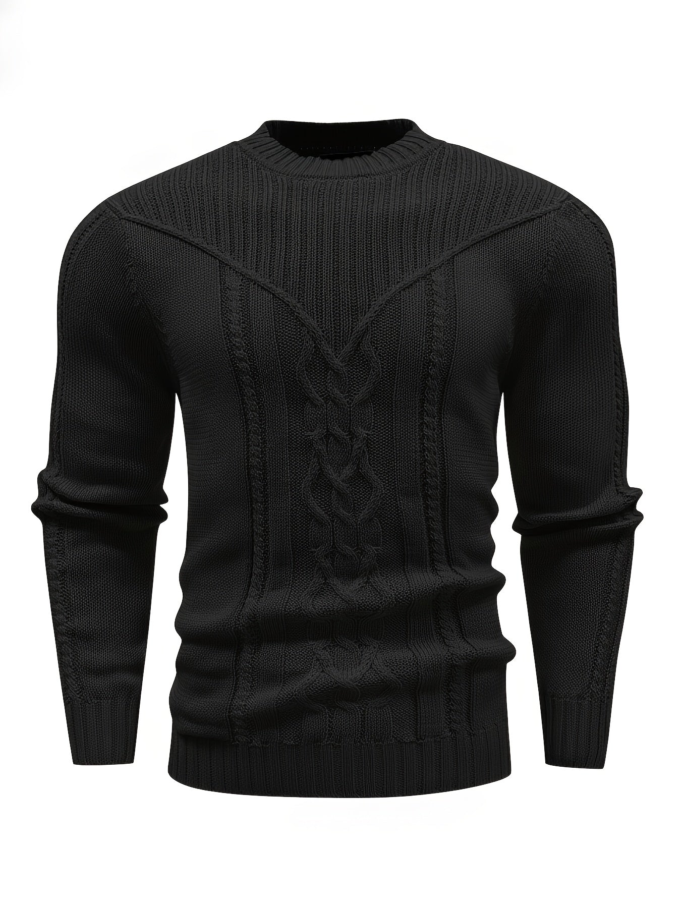 Fashion Knit Round Neck Sweater Pullover - Soft, Breathable, Medium Stretch, Long Sleeve, Casual Top for City Walks, Streets, Outings, Outdoor Activities - Perfect for Autumn and Winter