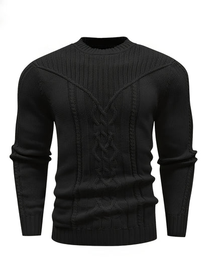 Fashion Knit Round Neck Sweater Pullover - Soft, Breathable, Medium Stretch, Long Sleeve, Casual Top for City Walks, Streets, Outings, Outdoor Activities - Perfect for Autumn and Winter