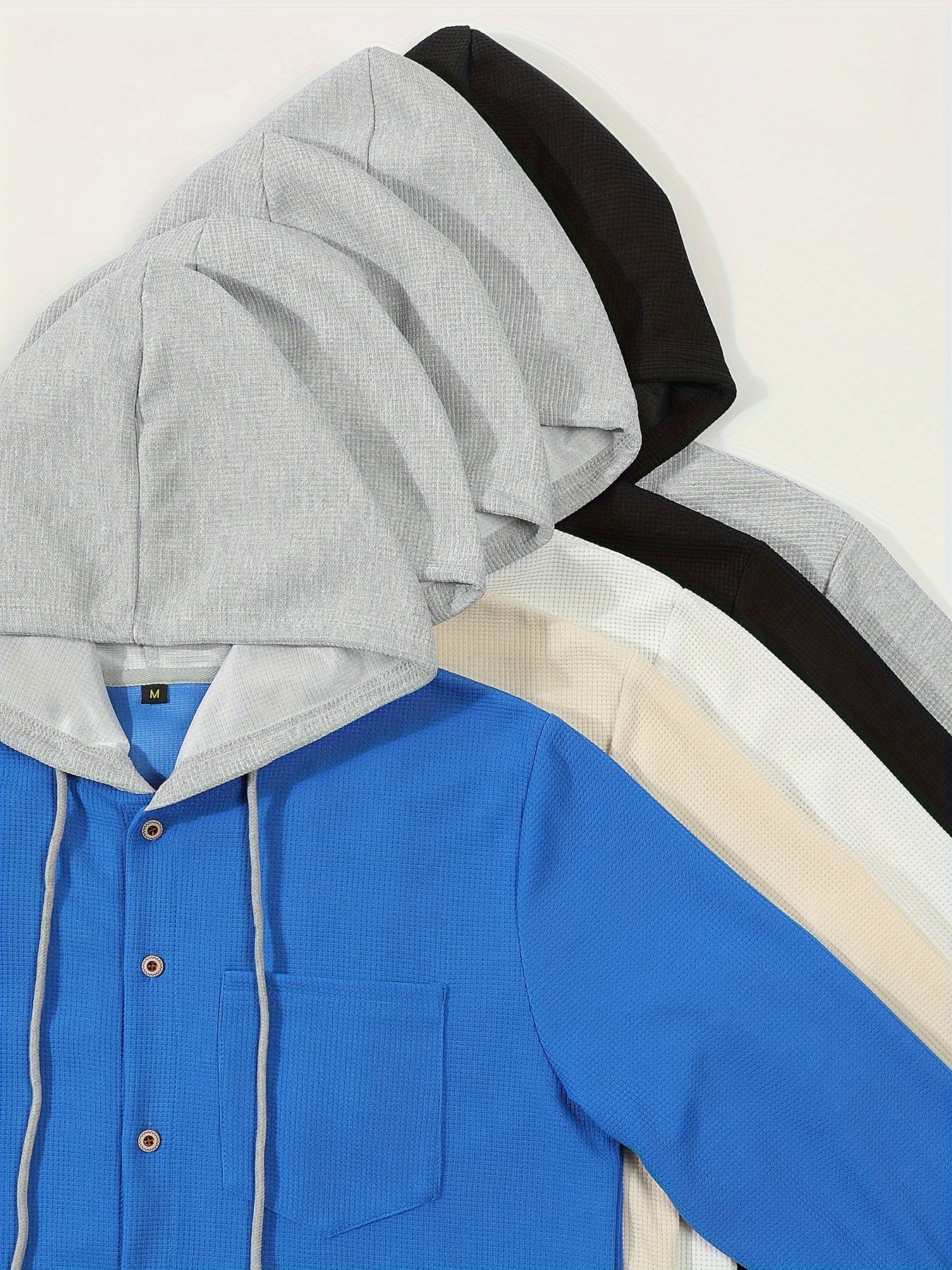 Men's Casual Hooded Jacket - Soft, Breathable Polyester with Button-Up Design & Pockets | Perfect for Spring, Fall & Outdoor Activities, Long Sleeve, Fashion, Daily, Leisure Style, Conventional Version