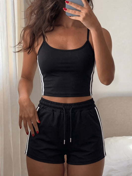 Women's Casual Two-Piece Camisole Top and Shorts Set for Spring/Summer