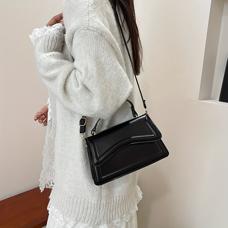 Fresh and trendy small square bag, one shoulder crossbody bag, youthful and sweet style, magnetic buckle closure bag, solid color, internet famous and popular bag