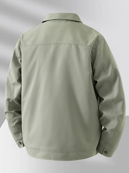 Men'S Lightweight Business Jacket - Zip-Up Formal Coat with Notch Lapel, Olive Green - Office, Wedding, Travel - Durable Polyester Jacket for Professional & Casual Attire - Spring/Fall Outerwear, Office Wear, Sleek Design, Hi