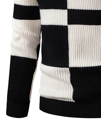 Men'S Color Block Crew Neck Sweater | Casual Style, Thick Acrylic Fabric, Regular Fit for Fall/Winter