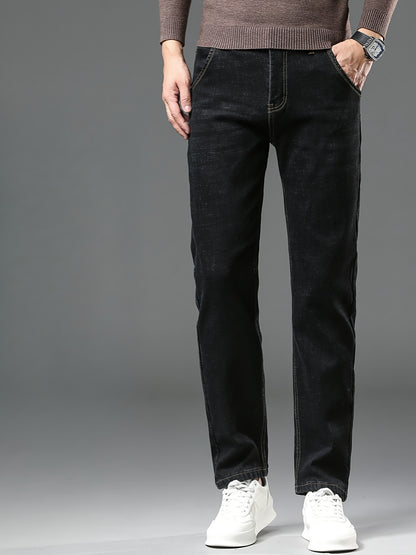 High-quality Men's Denim Trousers, Business Style, Elastic Men's Pants, New Autumn/winter Fashion Trend