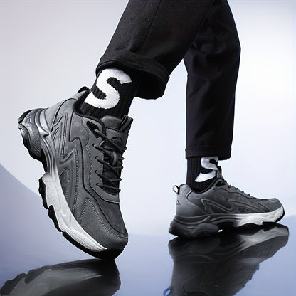 Men's Casual Athletic Sneakers - Lightweight, Breathable Running Shoes with Soft PU Sole for Outdoor Activities, Lace-Up Closure, Striped/Plaid Design, Casual Running Shoes | Sporty Midtop Sneakers | Pu Upper Sneakers - ayq