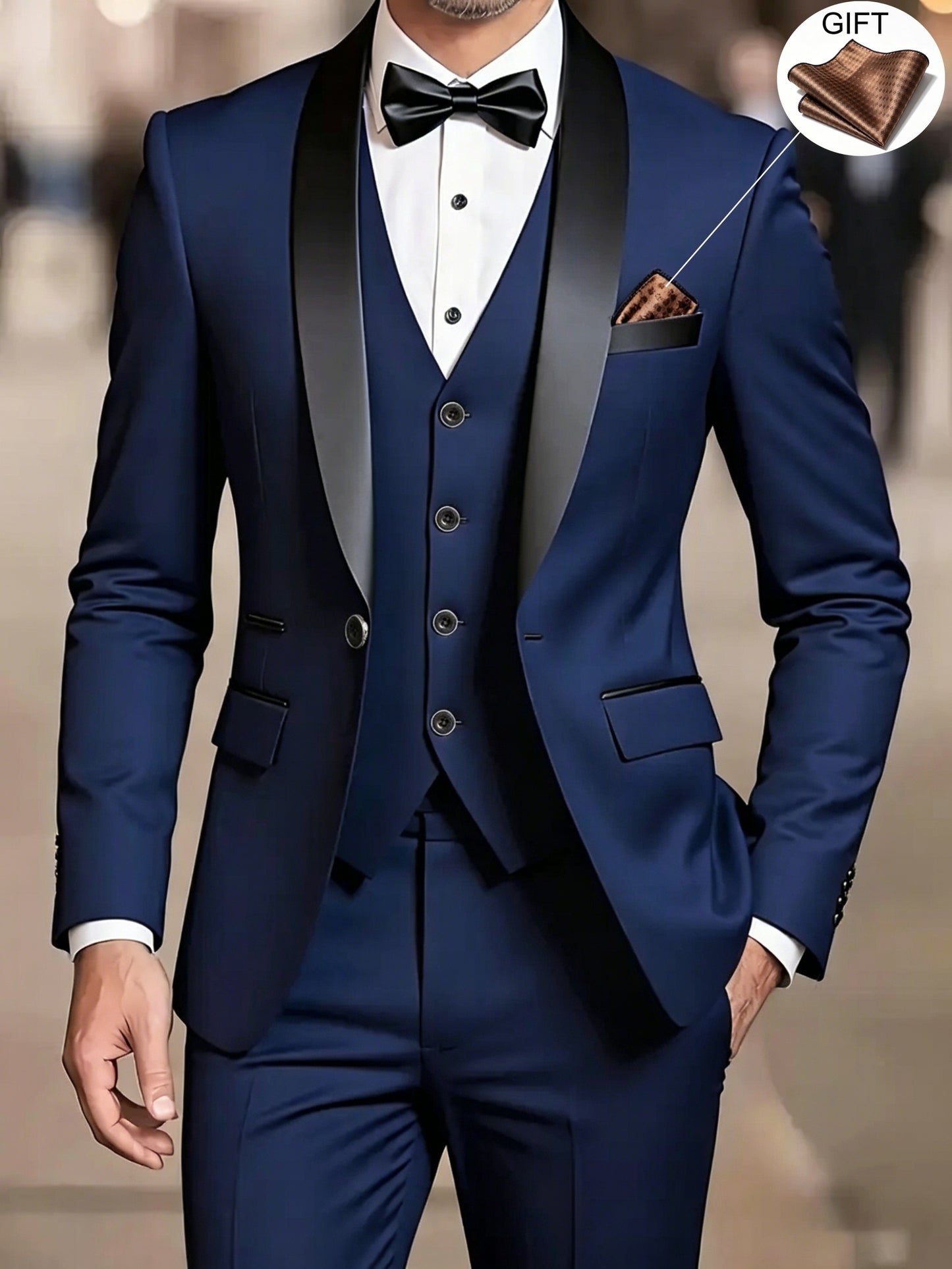Men's 3-Piece Suit Set - Blazer, Vest & Trousers for Business & Weddin
