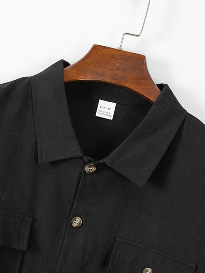 Men's Summer Linen Short Sleeve Shirt & Shorts Set
