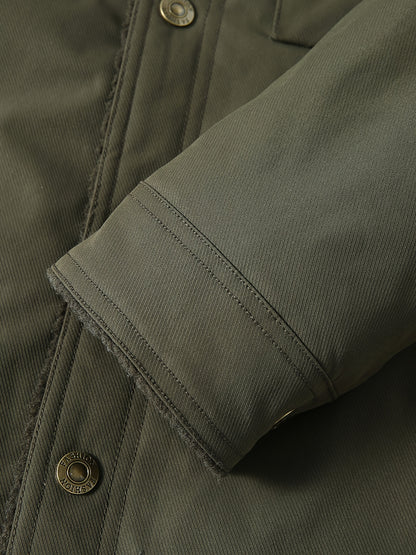 Men's High-End Fashion Casual Versatile Fleece-Lined Thickened Windproof Warm Hooded Winter Jacket