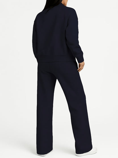 Women's Casual Autumn Winter Zipper Sweatshirt and Pants Set
