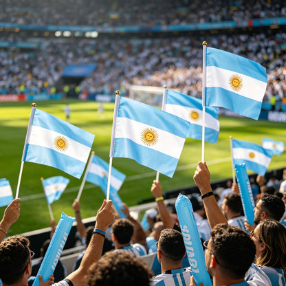Argentine Handheld Flags Set with 6 Poles for Sports & Celebrations
