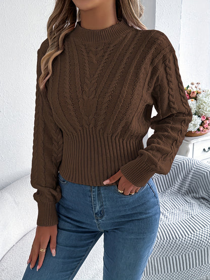 Autumn and Winter Casual Vacation Round Neck Sweater | Long Sleeved Solid Color Women'S Pullover, Medium Stretch Fabric, Regular Fit