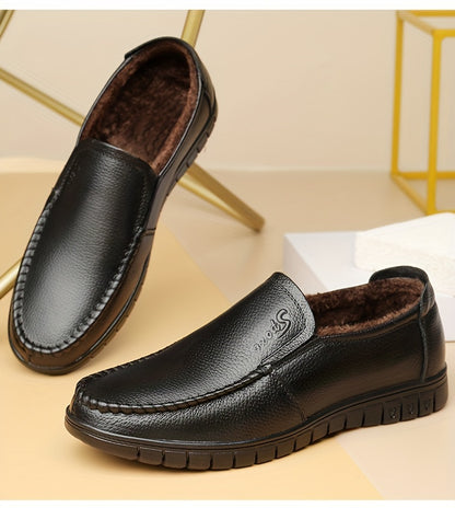 Men's Fuzz-lined Loafer Shoes, Comfy Non-slip Slip On Shoes, Men's Footwear, Fall And Winter