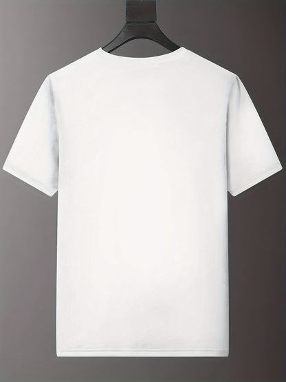 2025 New Men'S Casual Short Sleeve T-Shirt - "EMPRIO" Print, Black with White Lettering, Lightweight  Breathable Fabric, Perfect for Summer Beach Outings  Outdoor Adventures, Beach T Shirt