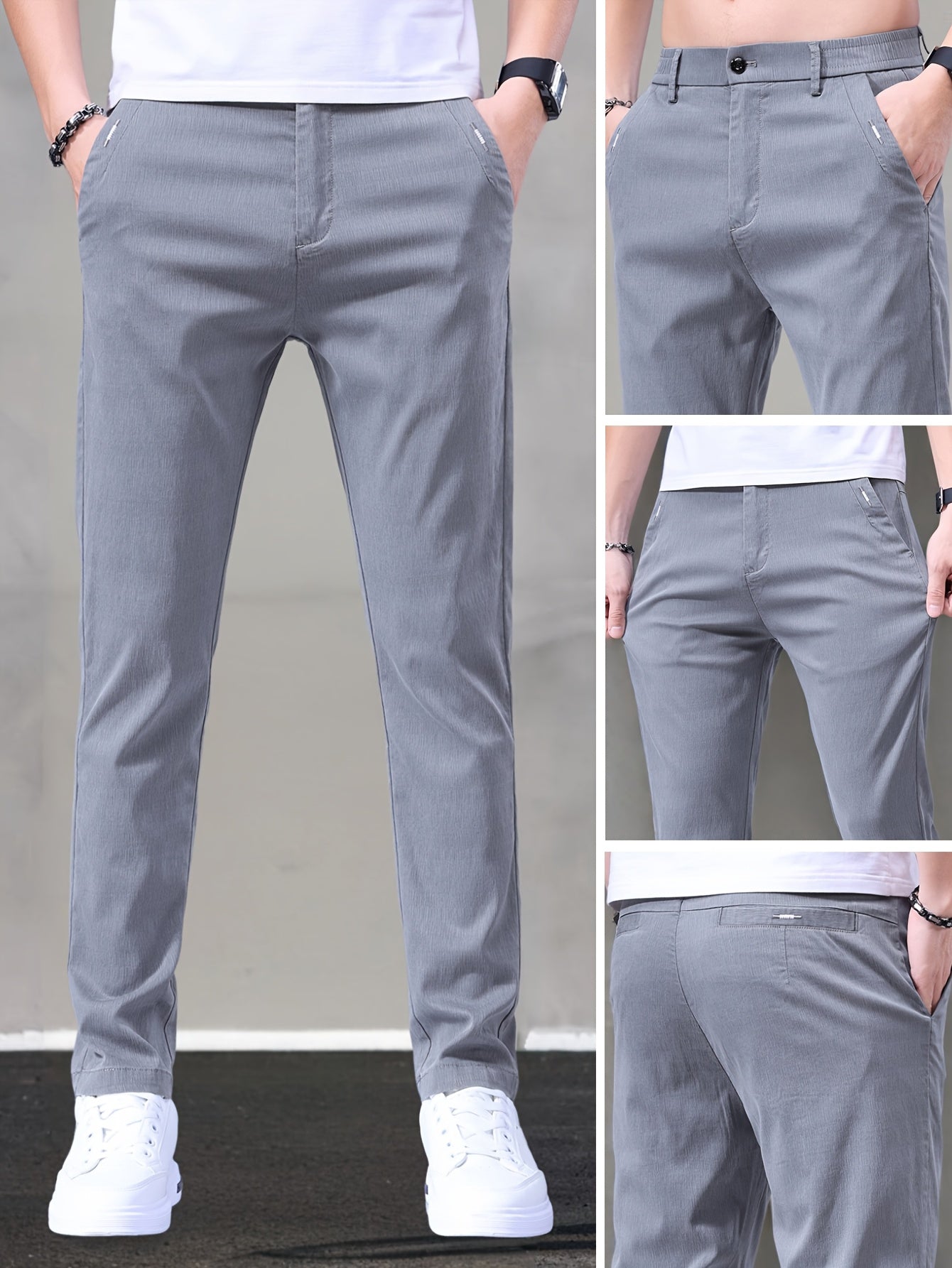 Men's Slim-Fit Summer Suit Pants with Stretch Lyocell Fabric