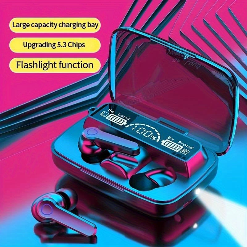 New True TWS Wireless In-Ear Headphones with Digital Display, LED, Charging Case, Wake Up Motion Theater, Noise Cancellation, Touch Control, Volume Control, Wireless, USB Charging, 800mAh Lithium Battery