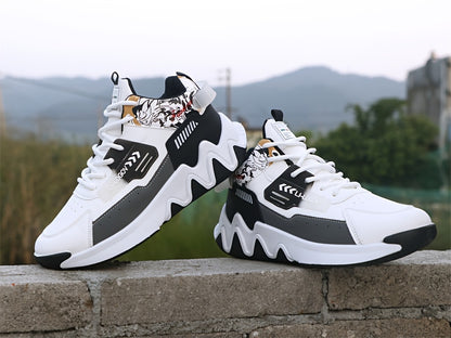 Men'S Stylish High-Top Sneakers with "WOD" Logo - Comfortable, Non-Slip Lace-Up Athletic Shoes for Outdoor Activities, All-Season Wear, Casual Sports Style, Rubber Sole, Fabric Upper, Casual Athletic Shoes   Stylish High Top