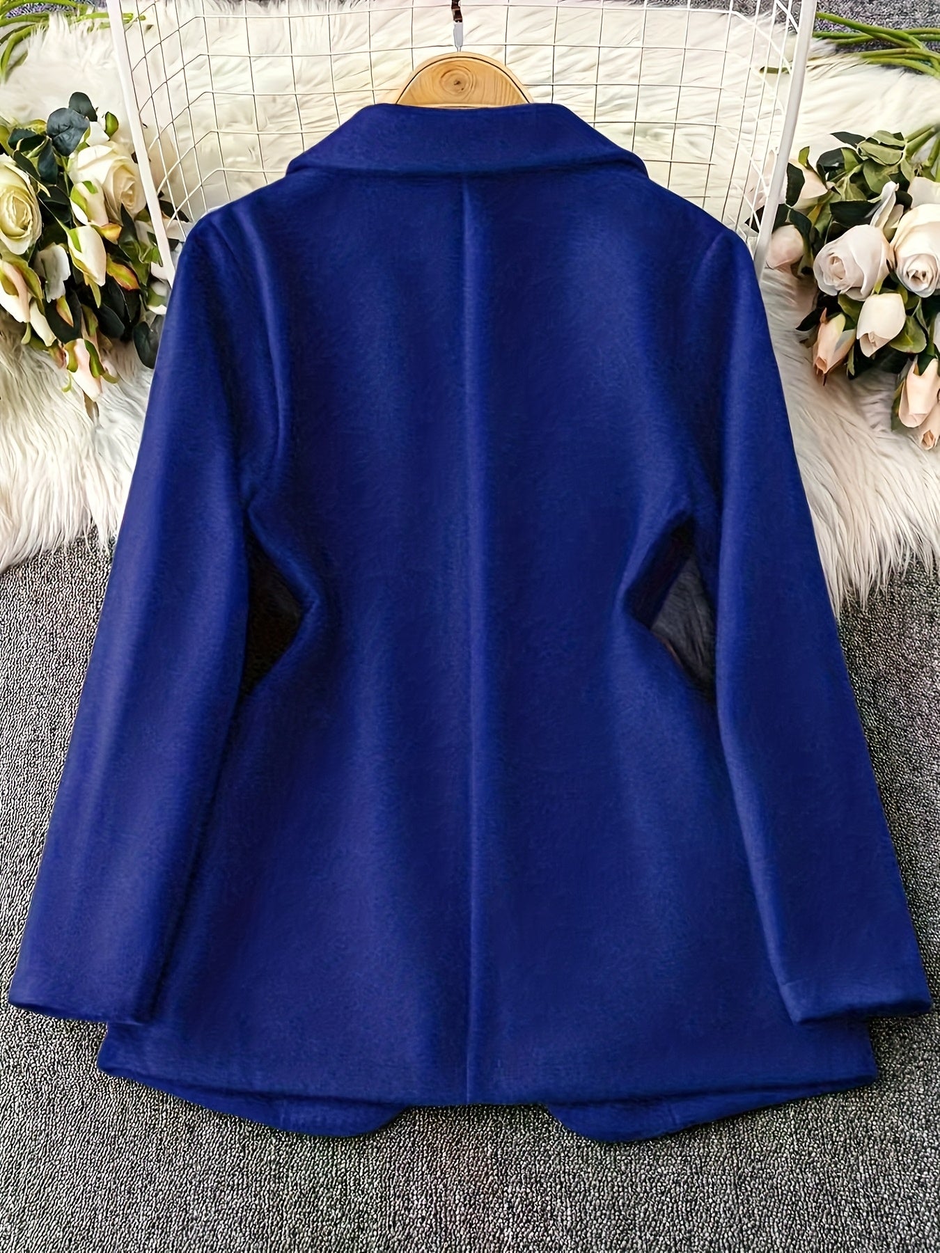 1pc Women'S Elegant Pink Blazer - Thick Winter Coat with Floral Pattern, Structured Lapel Collar & Single-Button Closure, Long Sleeve Tailored Jacket for Fall/Winter