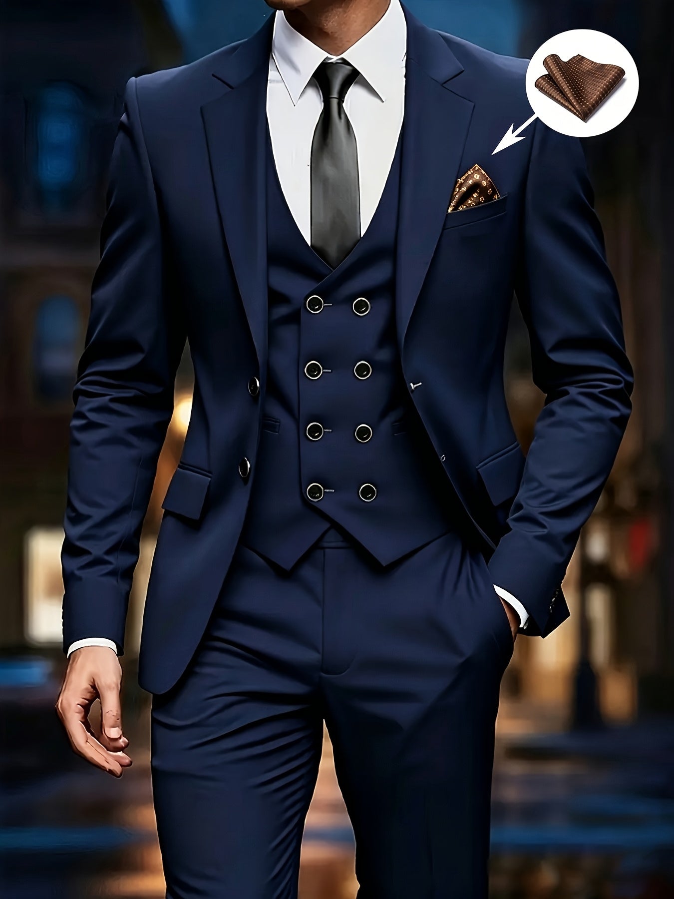 Men's 3-Piece Formal Suit Set with Jacket, Vest & Pants