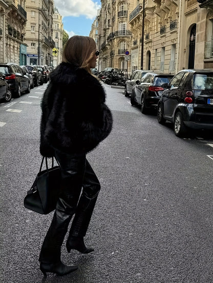 Women'S Thick Fox-like Fur Coat - Elegant Winter Jacket with Button Front Closure, Non-Stretchy Luxury Outerwear for Cold Weather, Chic Coat for Everyday & Formal Events (INDEFEIR), Winter Jacket, Formal Event Attire, Plush T