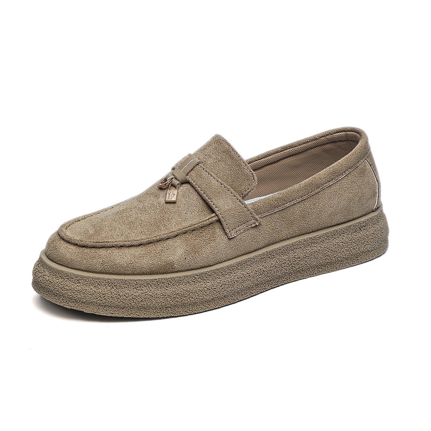 Men's Platform Casual Loafers with Metal Pendant Slip-On Shoes