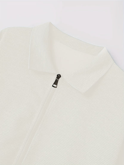 Men's Spring Waffle Knit Sportswear Set, European and American Style Casual Outfit