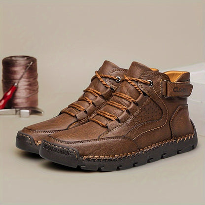 Men's Casual Lace-Up Ankle Boots with Rubber Sole