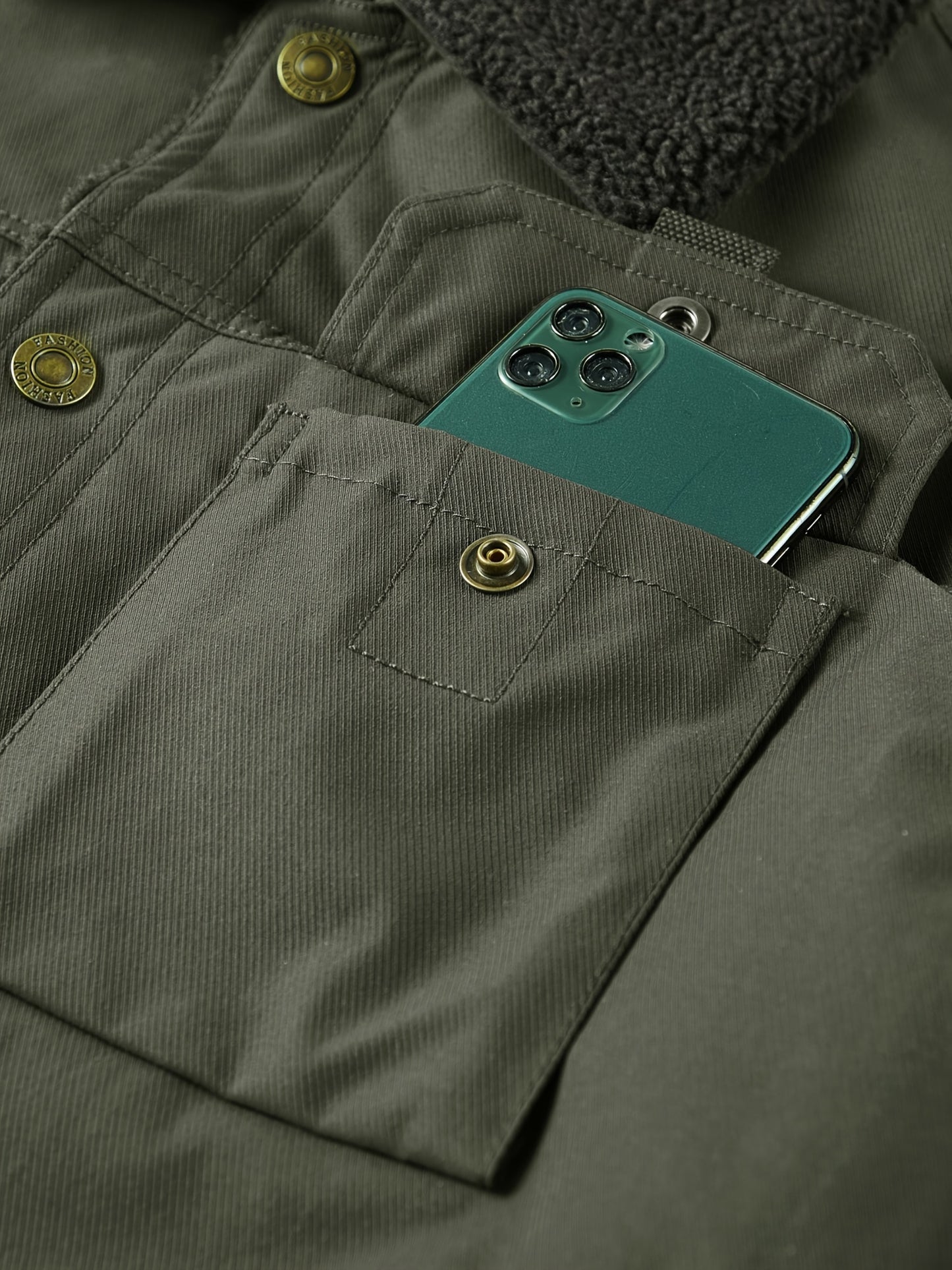 Men's High-End Fashion Casual Versatile Fleece-Lined Thickened Windproof Warm Hooded Winter Jacket